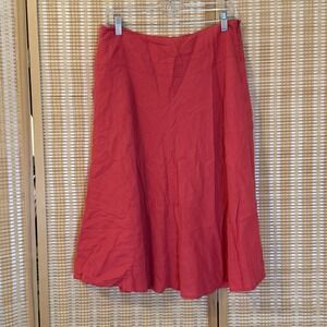Covington Womens 12P Skirt Salmon Linen Blend A Line Cottagecore Casual Beach